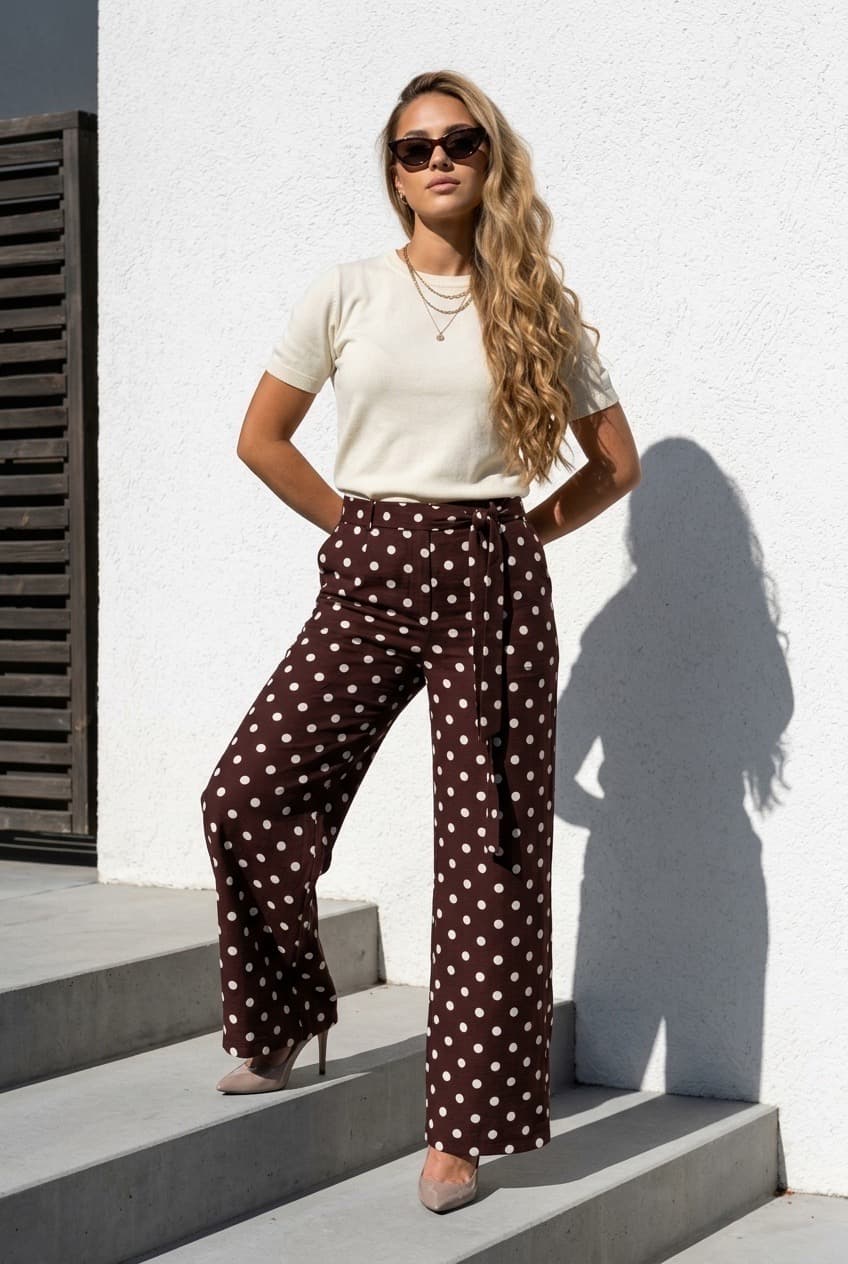 Pantalon fluide à pois - Vue 2