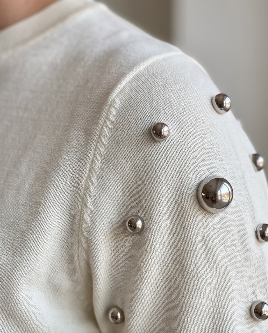 Top en Maille avec Perles Argentées - Vue 2