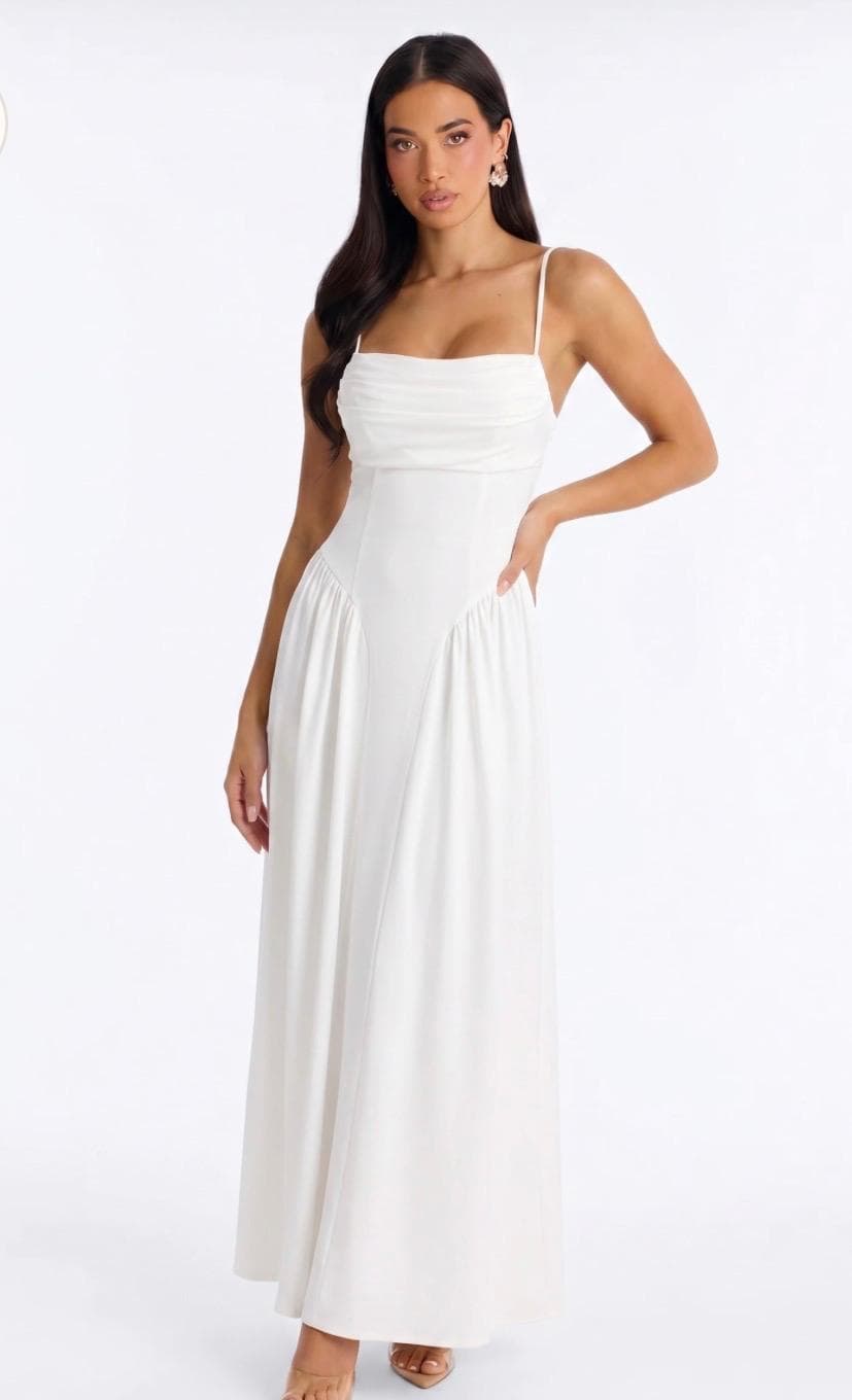 Robe longue blanche fluide - Vue 1